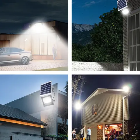 Solar Lights 100Watts Outdoor, Bright White Light IP65 Waterproof Auto Dusk to Dawn 350° Adjustable Solar Security Flood Lights for Barn, Garden, Garage, Pathway, Yard, Patio, Lawn, Balcony