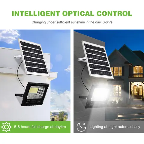 Solar Lights 100Watts Outdoor, Bright White Light IP65 Waterproof Auto Dusk to Dawn 350° Adjustable Solar Security Flood Lights for Barn, Garden, Garage, Pathway, Yard, Patio, Lawn, Balcony