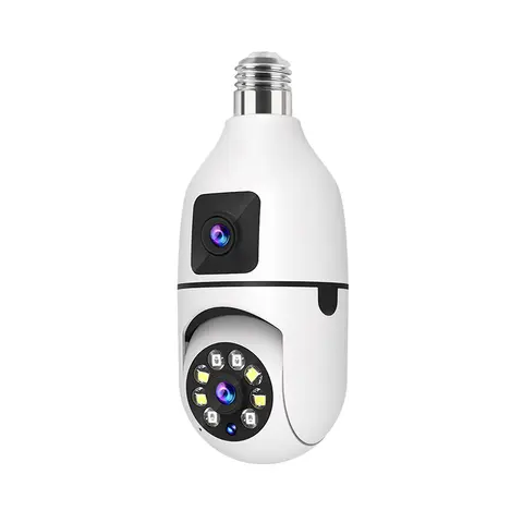 CCTV WIFI BULB CAMERA DUAL LENS PTZ Dual Lens PTZ Bulb Camera 360° 1080P with Motion Tracking, Night Vision Two-Way Audio