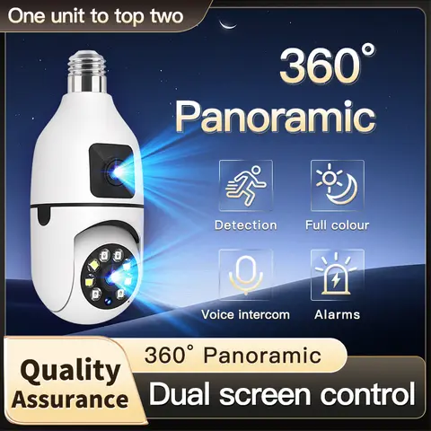CCTV WIFI BULB CAMERA DUAL LENS PTZ Dual Lens PTZ Bulb Camera 360° 1080P with Motion Tracking, Night Vision Two-Way Audio