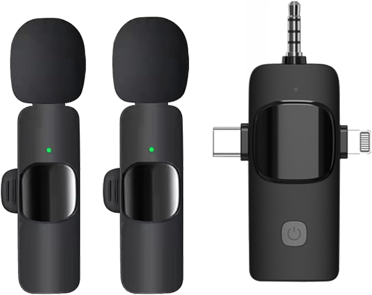 3 in 1 Wireless Microphone for iPhone, Camera, Android, iPad, Mini Microphone, USB C Microphone, iPhone Mic, 2.4G Ultra-Low Delay, Microphone for Video Recording/Vlog/TikTok/YouTube/Interview