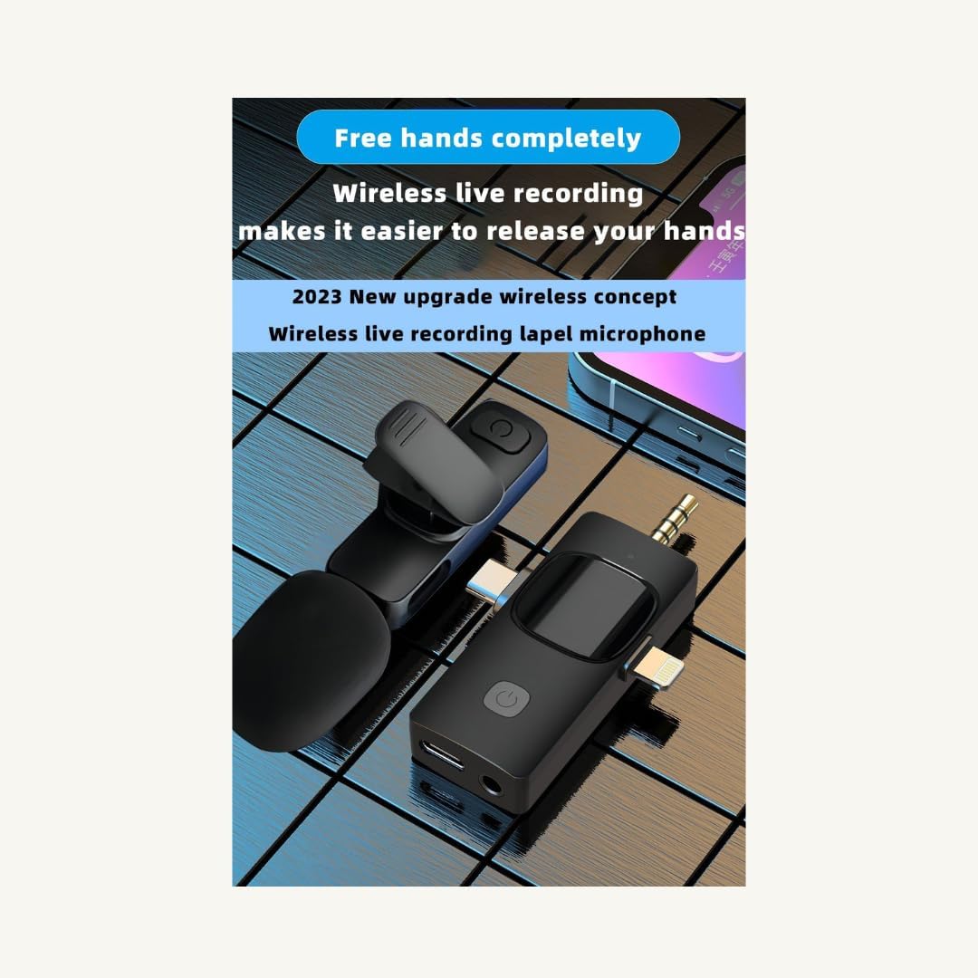3 in 1 Wireless Microphone for iPhone, Camera, Android, iPad, Mini Microphone, USB C Microphone, iPhone Mic, 2.4G Ultra-Low Delay, Microphone for Video Recording/Vlog/TikTok/YouTube/Interview