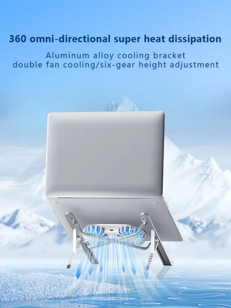 Laptop stand with cooling Fans 7 Levels Adjustable Aluminum Laptop Stand Laptop Cooling Pad with Cooling Fan