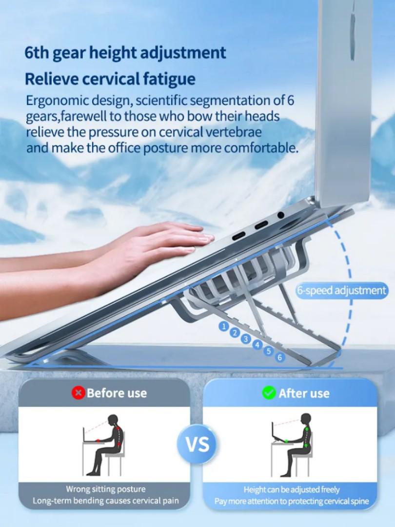Laptop stand with cooling Fans 7 Levels Adjustable Aluminum Laptop Stand Laptop Cooling Pad with Cooling Fan