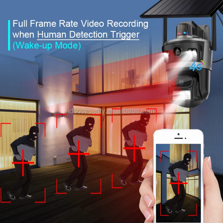 4G DUAL LENS SOLAR CCTV CAMERA 4G CCTV CAMERA WITH MOTION DETECTION, 2 WAY COMMUNICATION, SD CARD & CLOUD STORAGE, WATERPROOF,2 REAL SCREENS CAMERA WATERPROOF