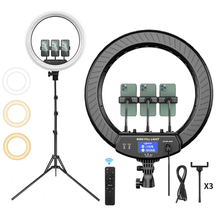 18 inch ring light with tripod stand huge super bright 18 inch ring light with tripod stand,remote,phone stand 18inch Ring Light for live streaming,make up application, video shooting, content creatio