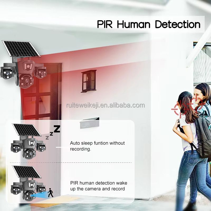 SOLAR CCTV CAMERA 4G Triple lens Solar cctv camera all PTZ 3lens camera with motion detection,2way communication,360 degree rotation waterproof camera with solar panel 4g solar cctv camera