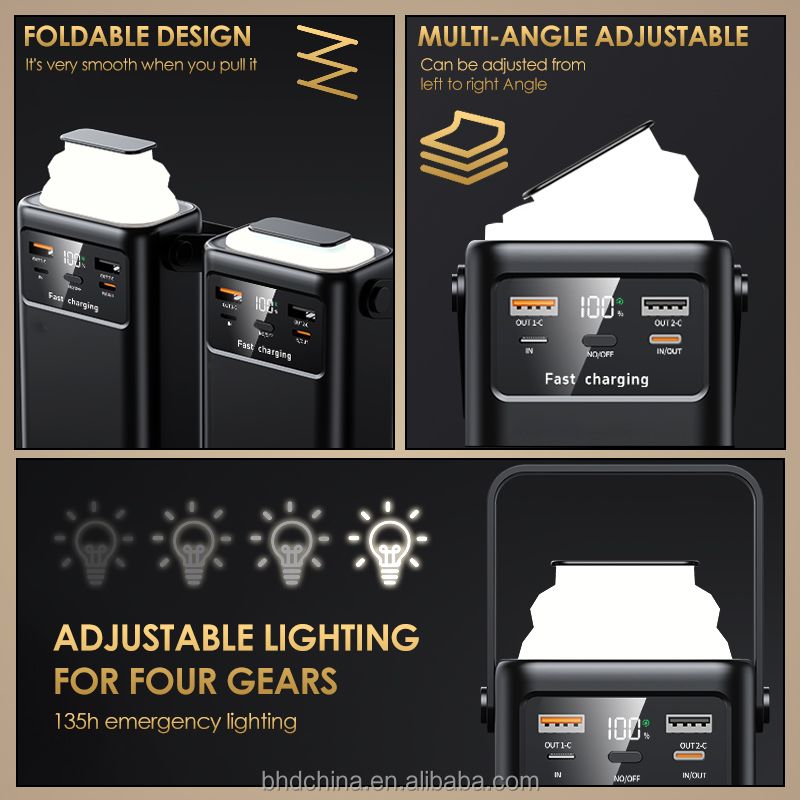 Fast Charging powerbank 30000mAh with inbuilt charging cables for all phones and USB charging ports and flashlight