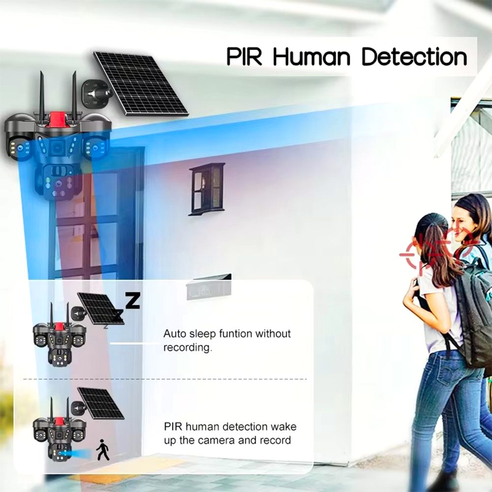4g solar cctv camera 3Lens 3Screen 4G Outdoor Solar Camera Wireless 4G  IP Cameras PIR Auto Tracking Solar Security CCTV Surveillance Camera