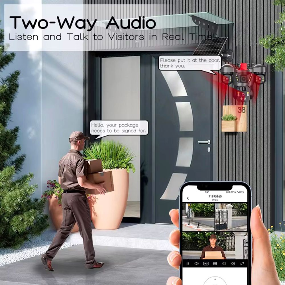 4g solar cctv camera 3Lens 3Screen 4G Outdoor Solar Camera Wireless 4G  IP Cameras PIR Auto Tracking Solar Security CCTV Surveillance Camera