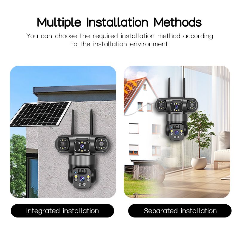 4g solar cctv camera 3Lens 3Screen 4G Outdoor Solar Camera Wireless 4G  IP Cameras PIR Auto Tracking Solar Security CCTV Surveillance Camera