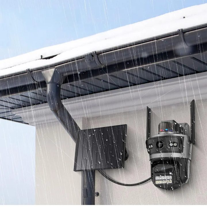 4G Dual LENS Solar CCTV camera with motion tracking, siren, two way Talking, live viewing, text notifications, full color videos waterproof 4G camera ICSEE app Solar CCTV camera 4G Solar camera 4G LTE