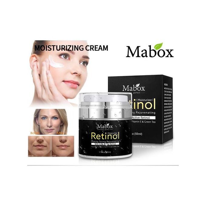 Mabox Anti-aging Retinol Cream Anti-wrinkle Mabox Retinol Cream. Anti-wrinkle fine lines with Vitamin A.Anti-aging, Acne, Flaking & peeling vitamin E. Fades scars,  dark spots & stretch marks.Heals s