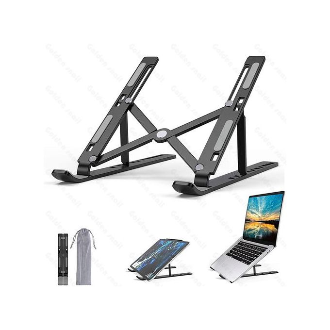Foldable Aluminum Laptop Stand Desktop Laptop Holder Laptop Stand-black. Adjustable Height – 6 levels for ergonomic viewing and typing; helps relieve neck and shoulder strain. Perfect for boosting co