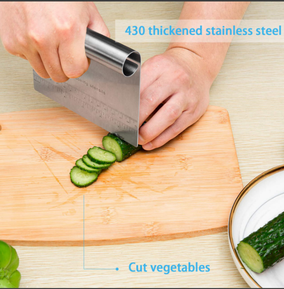 OFFER MOTO MOTO !!! Pro Dough Pastry Scraper/Cutter/Chopper Stainless Steel Mirror Polished with Measuring Scale Multipurpose- Cake, Pizza Cutter - Pastry Bread Separator Scale Knife.