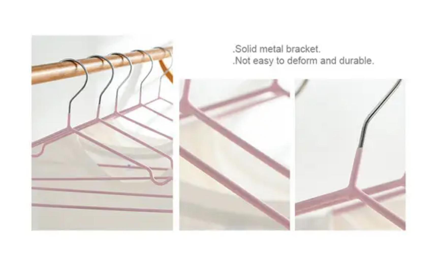 10PCS Strong Clothes Hanger Stainless Steel with rubber, Rubber coated hanger,  coating non-slip Drying Hanger Metal Coat Hanger with rubber coating, suit, blouse, jacket hanger shirt hanger polyester