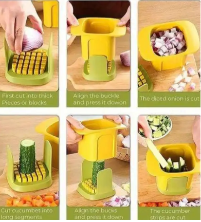 MULTIFUNCTIONAL VEGETABLE CHOPPER FRENCH FRIES CUTTER - HOUSEHOLD HAND PRESSURE ONION DICER CUCUMBER POTATO SLICER