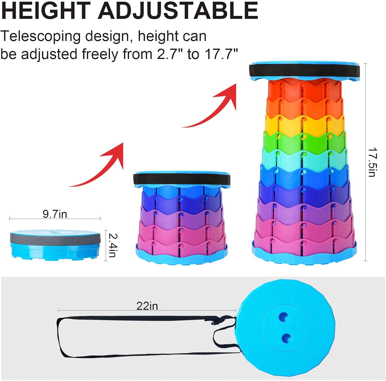 Foldable  Portable Stool , Retractable Stool for Adults, Upgraded Collapsible Folding Seats