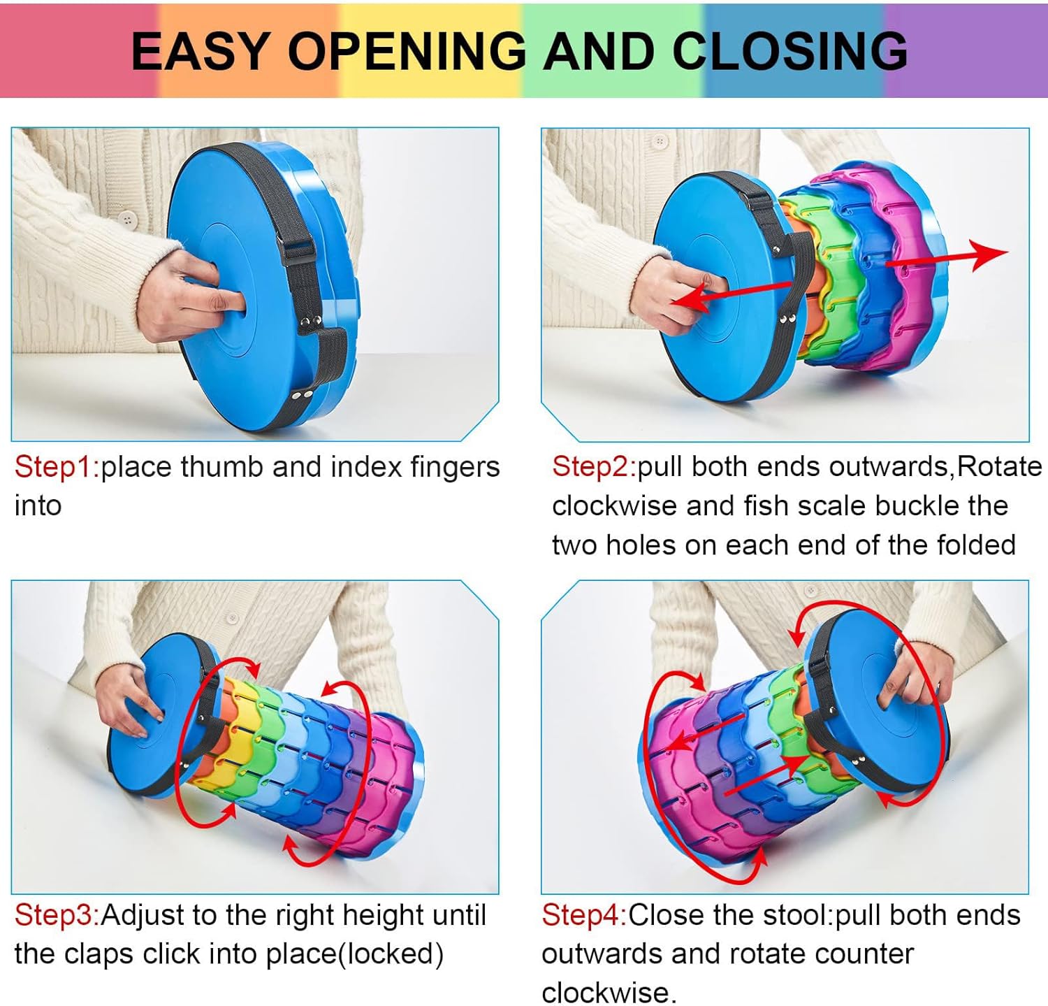Foldable  Portable Stool , Retractable Stool for Adults, Upgraded Collapsible Folding Seats