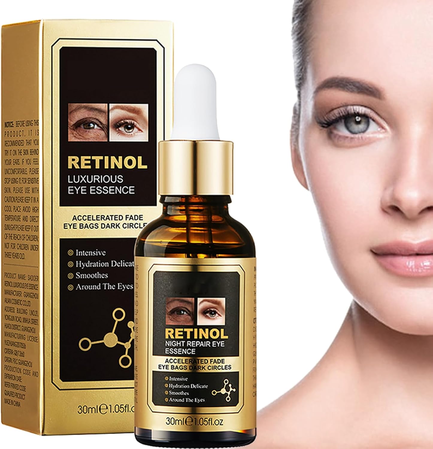 2 pcs  Retinol Eye Serum - Eye Cream For Dark Circles And Puffy Eyes - Anti Aging Eye Bag Removal Fade Fine Line Wrinkle - Reduce Crow Feet Hydrate Moisturize Essence For Sagging Skin