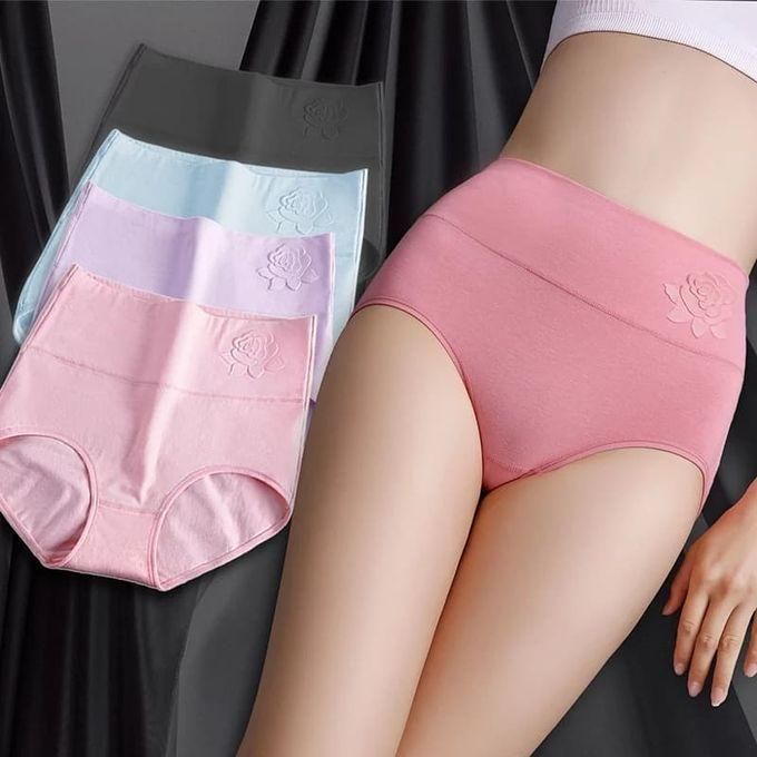 4 Pcs Classic Cotton Ladies Pants - Assorted Colors