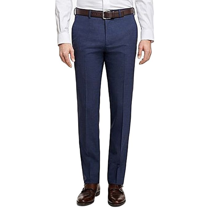 Finest Official Trouser Pant -Navy Blue-Slim Fit Office Wear Men