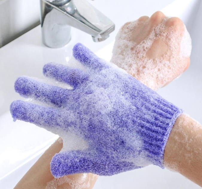bathing gloves Shower Exfoliating Bath Gloves Dead Skin Remover Body Exfoliator Scrub Body Wash Scrubber Custom Nylon Five Fingers Mitt Massage Gloves For Bathing