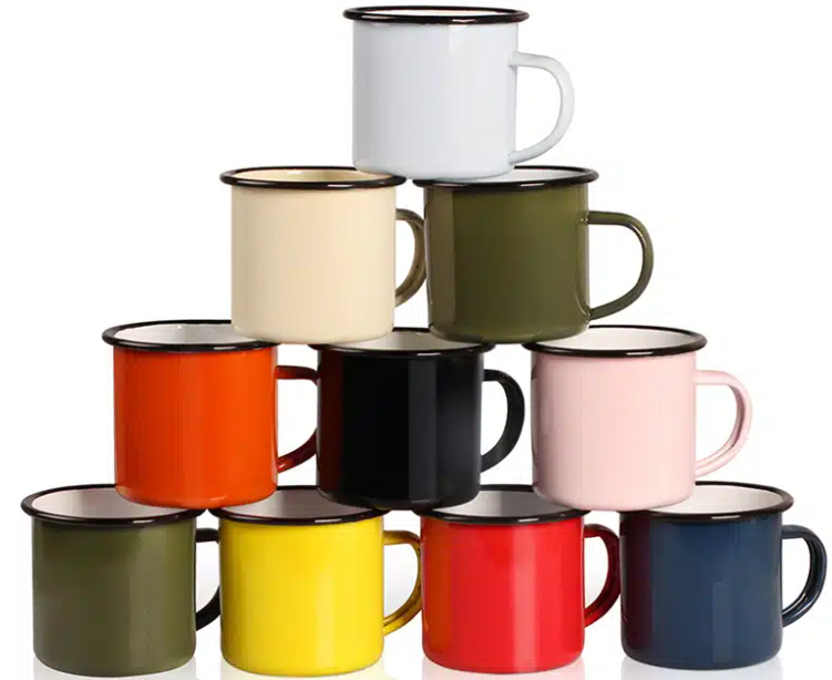 Tea mug Vintage Enamel Cups 300ML metal cups
 quality cups Tea Milk Coffee  Cups 6PCS