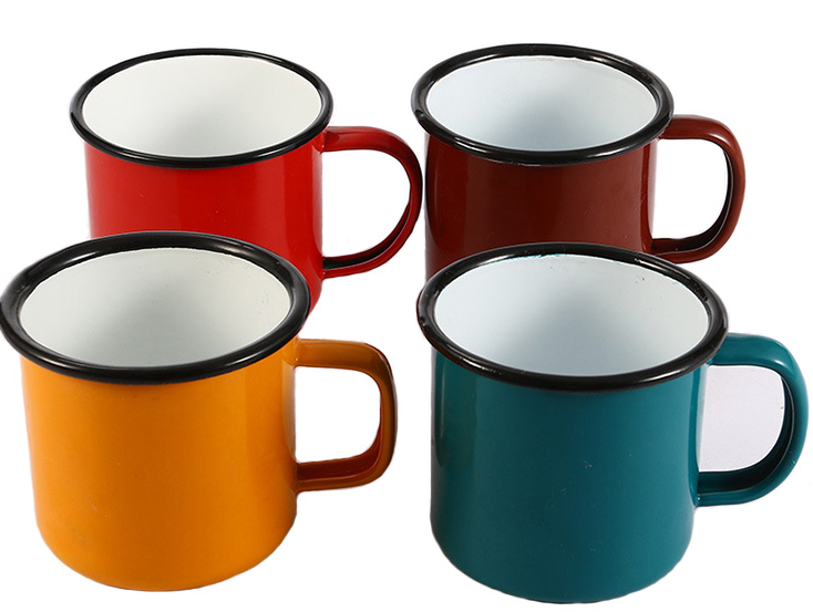 Tea mug Vintage Enamel Cups 300ML metal cups
 quality cups Tea Milk Coffee  Cups 6PCS
