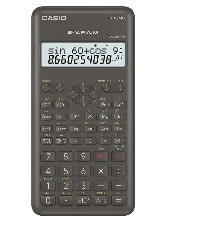 Casio FX-82MS 2nd Edition Scientific Calculator Standard Scientific Calculator Calculator with 2-Line Display | 10-Digit LCD, Trig, Stats, Fractions | Ideal for High School Algebra, Trigonometry &Test