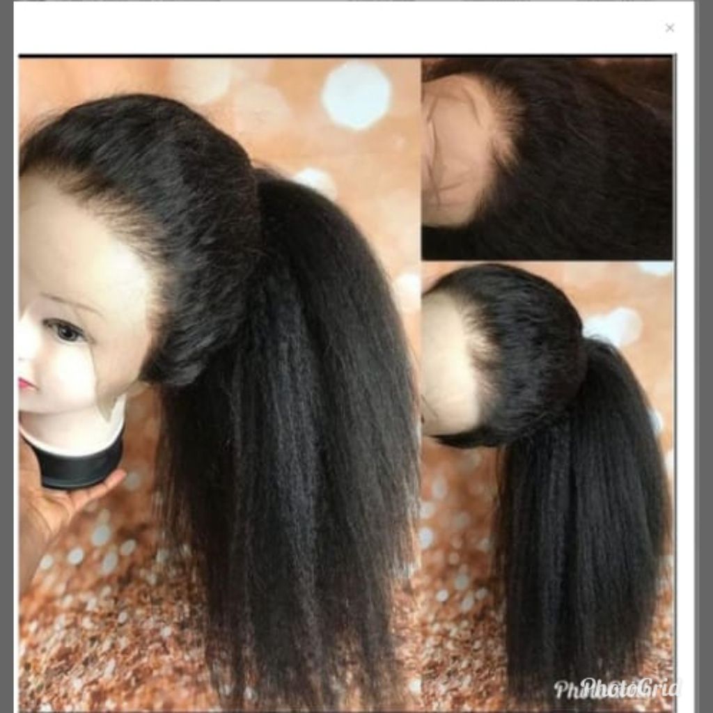 Kinky frontal Semi human hair wig