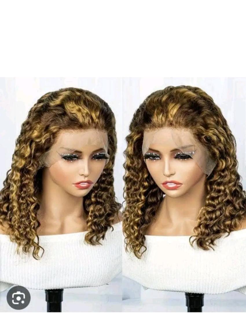 piano water curl human hair wig