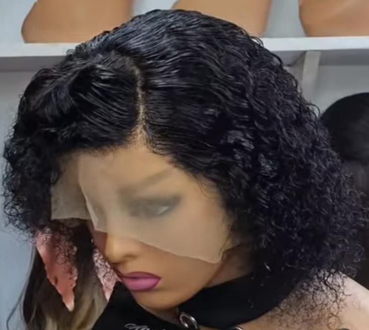 Water curl human hair frontal wig