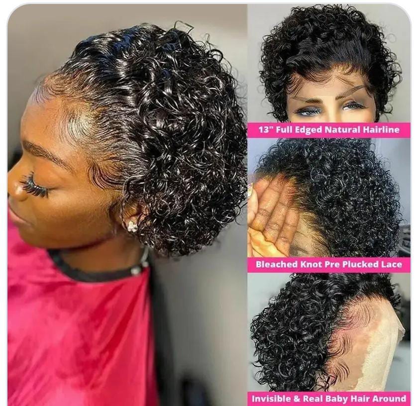 water curl human hair frontal wig