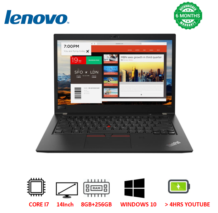 Refurbished Lenovo Thinkpad T490s Intel Core i7-8th Gen 8GB Ram 256GB SSD 14'' Inch Screen Size Refurbished Laptops Computer Notebook With Installed Windows 11 and Office
