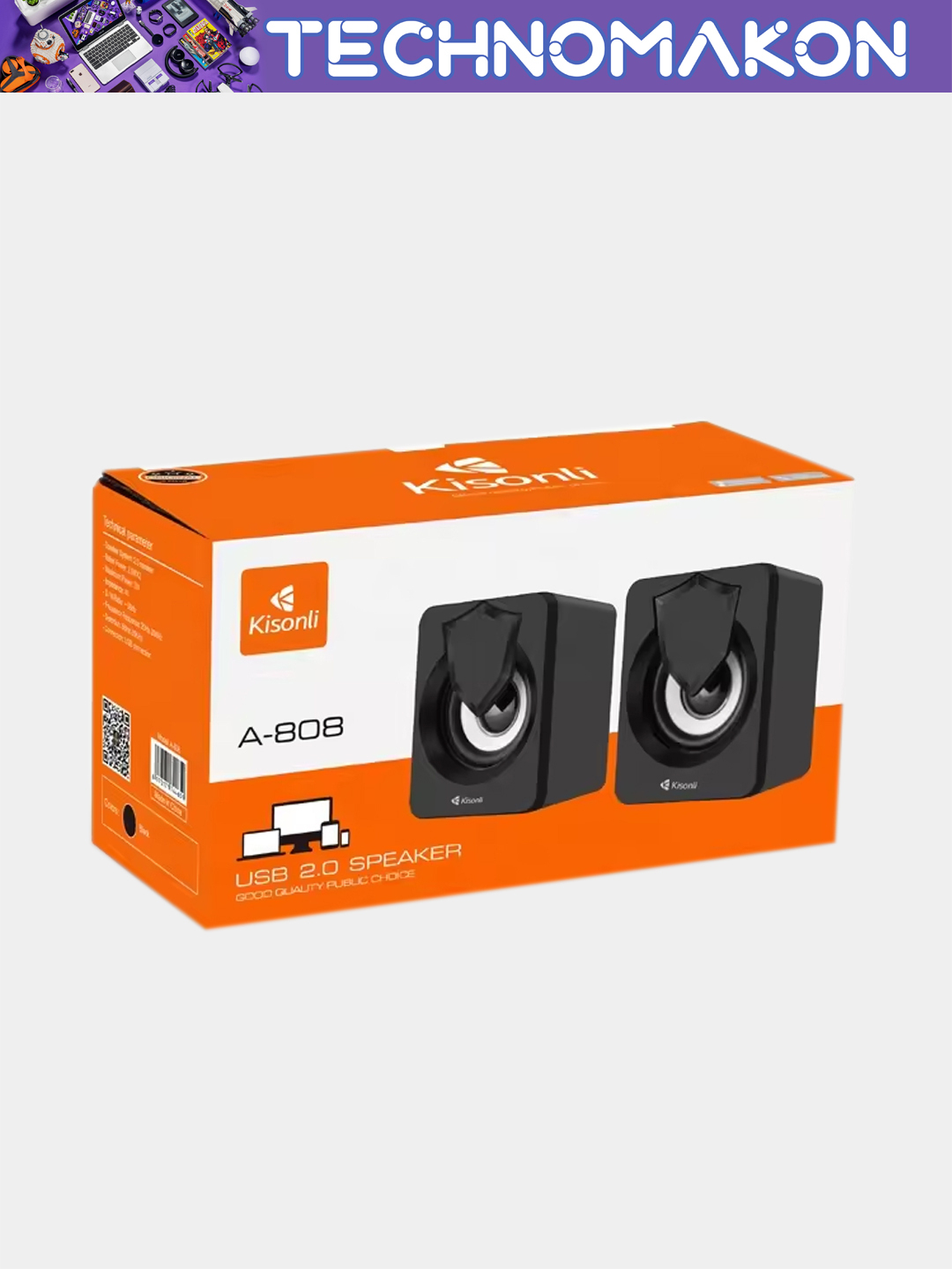 Kisonli A-808 Speaker Audio Desktop Home Woofer Wired Usb Driven Multimedia Small Speaker Portable Speaker Bluetooth Wireless Speaker Laptop Speaker Computer Speakers