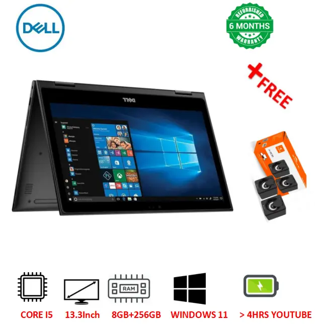 {Free Speaker} Touchscreen Refurbished Dell Latitude 3390 X360 2-in-1 Laptop Intel Core i5 8th Gen 8GB RAM 256GB SSD 13.3 Inches FHD Display Refurbished Laptop Computer Notebook