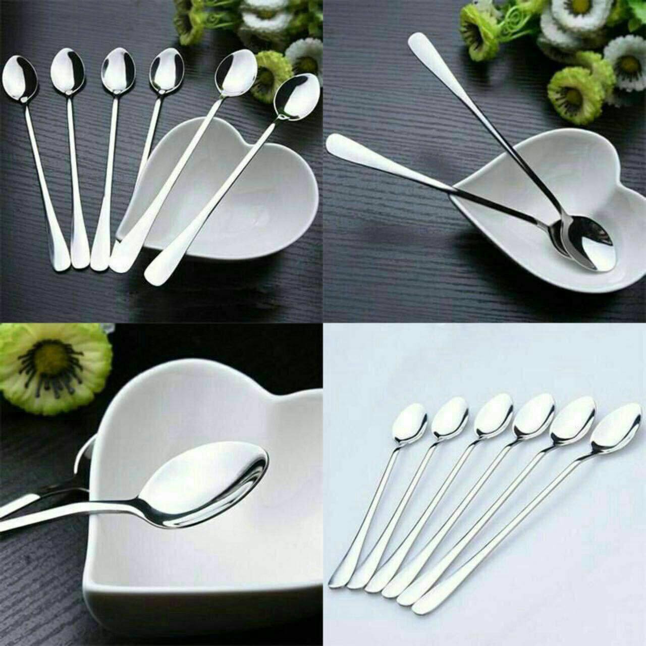 6 PCS Stainless Steel Long Tea Spoons, High aesthetic value, Elegant designs, Excellent polish and finish