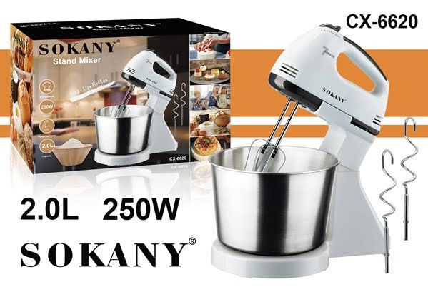 Sokany Multifunctional 2 In 1 Stand And Hand Held Electric Mixer- 7 Speed, 2L Stainless Steel Mixing Bowl, Dough Hooks & Mixer Beaters For Dressings, Frosting