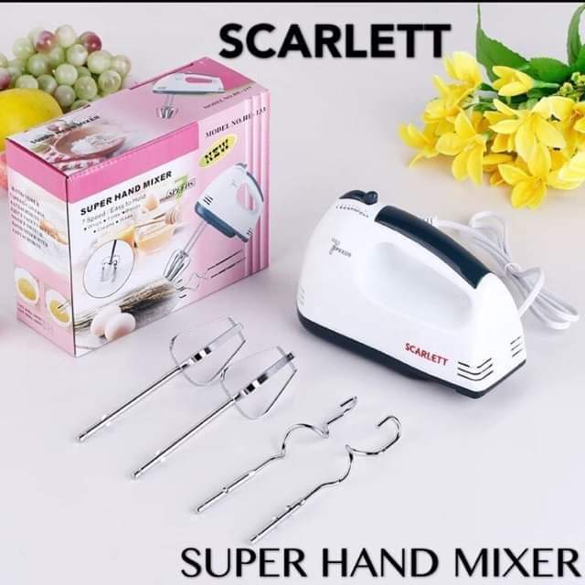 Scarlet Speed Cake And Stainless Steel Beaters Hand Mixer
