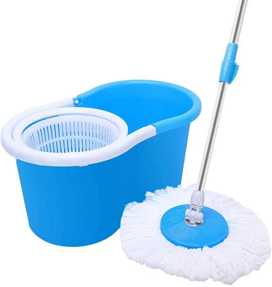 Spin Mob & Bucket For Floor Cleaning, No spills, no shock and no damage to floors, Microfiber mop head works great wet or dry
