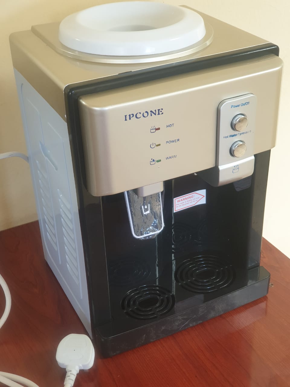 IPCONE Table Top Water Dispenser Silver– Compact, Hot & Normal Water Dispenser With Child Safety Lock, Energy-Efficient, And Sleek Silver Design
