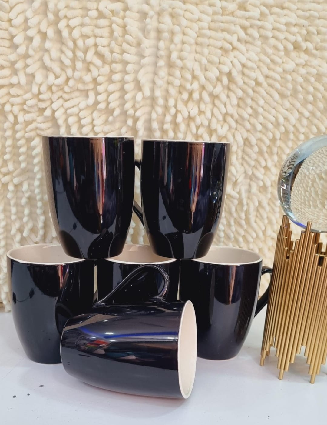 Classic Black Ceramic Mugs For Tea/Coffee Set - 1 D0ZEN