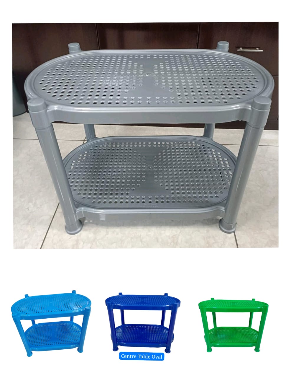 Portable Plastic Table -  An Oval Centre Table