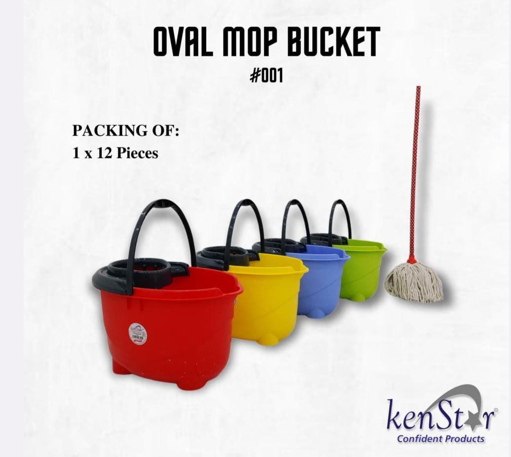 Kenstar Oval Mop Bucket With Ergonomic Handle - Practical Household Aid For Cleaning Windows and Floors