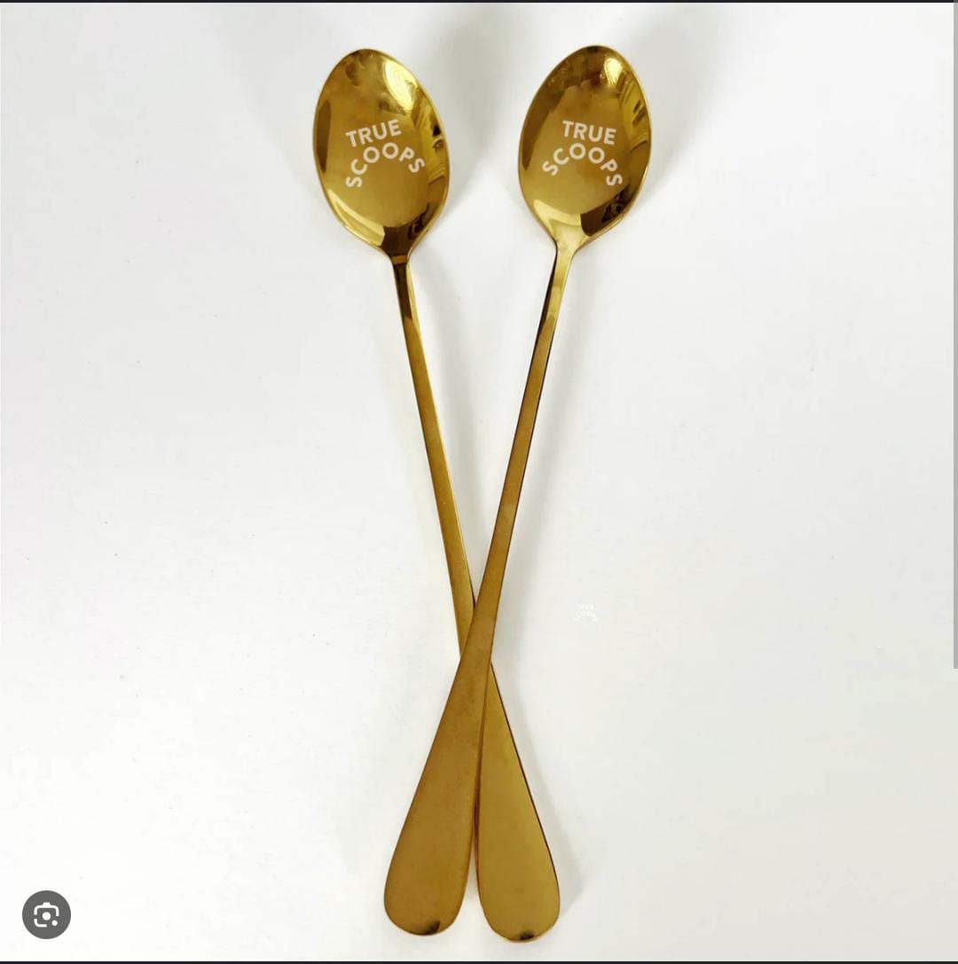 6 PCS Long Gold Tea Spoons