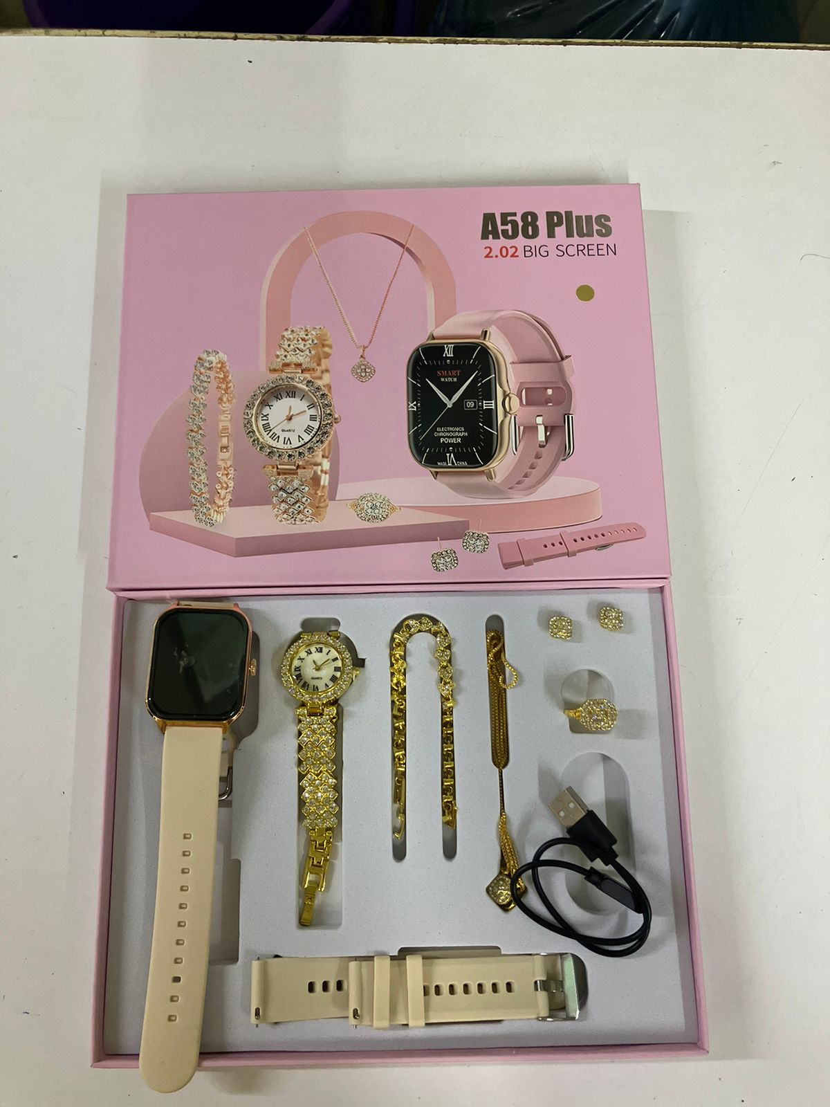 A58 Plus 2.01 Inch 7 In 1 Smart Watch - 49mm Leather BT Call Black