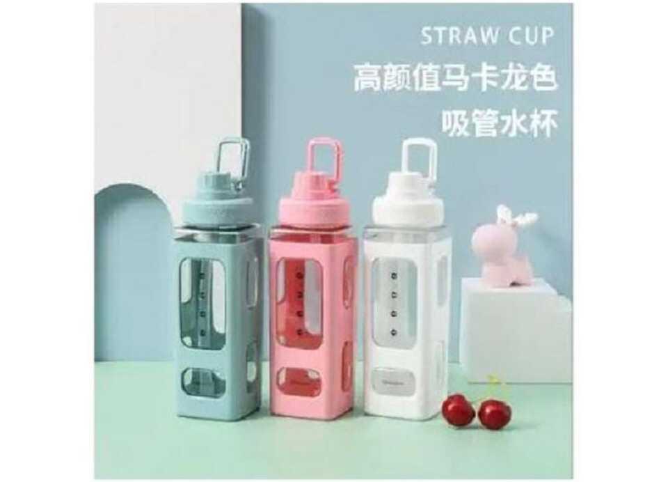 Plastic Straw  Sports Water Bottles - Portable Anti-wrestling Hand-held Water Cup
