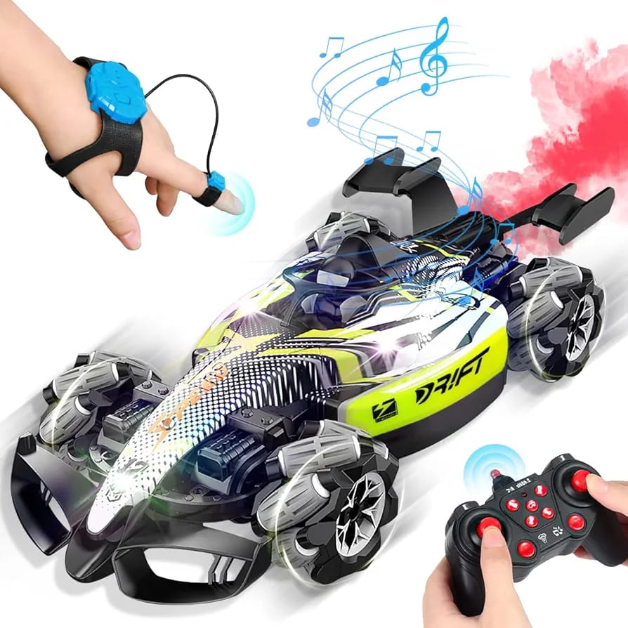 F1 Gesture Hand Remote Control Car for Kids  -  2.4GHz 4WD 360°Rotation Drift RC Stunt Car with Light & Music & Spray 1:12