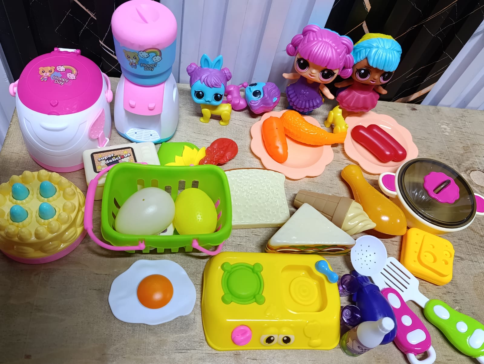 HAPPY GIRLS KITCHEN PRETEND & PLAY SET - With Plenty Items , Perfect for cooking chef pretend play, role play, made of ABS materials, drop-resistant, easy to clean without any BPA or harsh material.